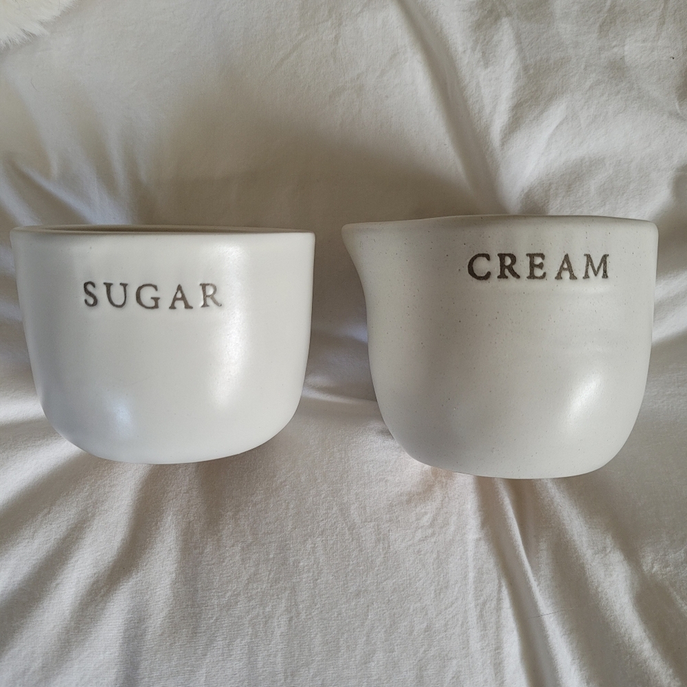 Hearth & Hand White Stoneware Cream And Sugar